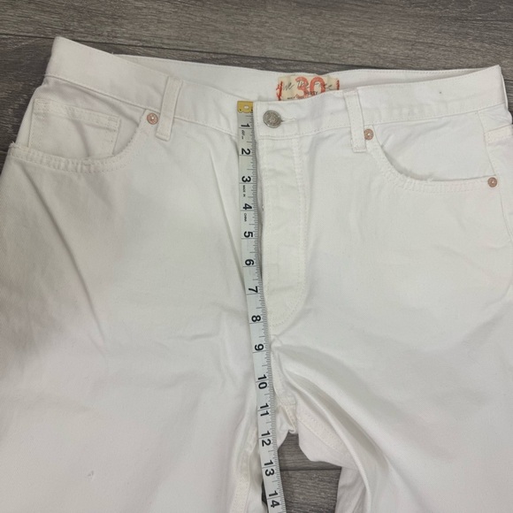 We The Free People White Denim Distressed Raw Edge Open Knee Button Fly Jeans 30 - Picture 13 of 16